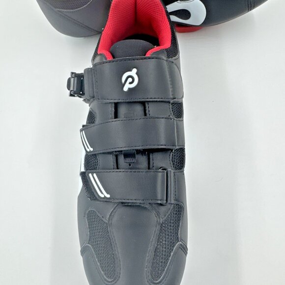 Peloton Mens Size 12 US Cycling Spin Bike Shoes Black White Red Workout Class - Picture 4 of 4